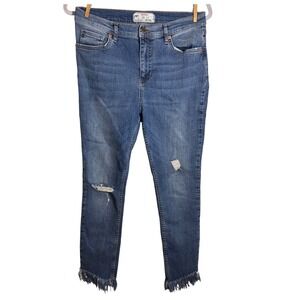 Free People Distress Mediums Wash Raw Hem Skinny Jeans Size W30